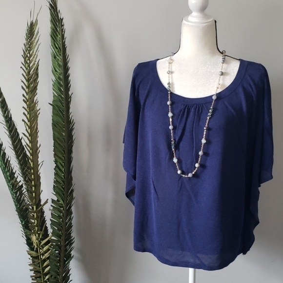 principles Sweaters - Principles navy blue lightweight batwing sweater